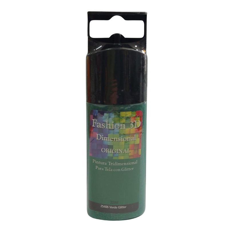 Pintura dimensional fashion 3D 32.5ml color 25406 Verde Escarchado
