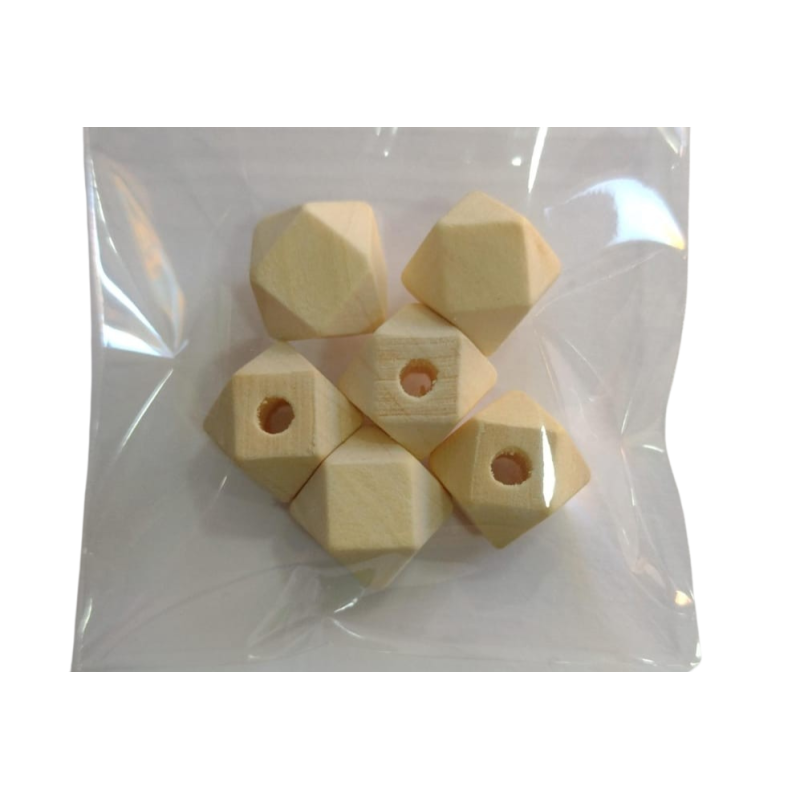 Cuenta de madera geometrica 1.2cm X6