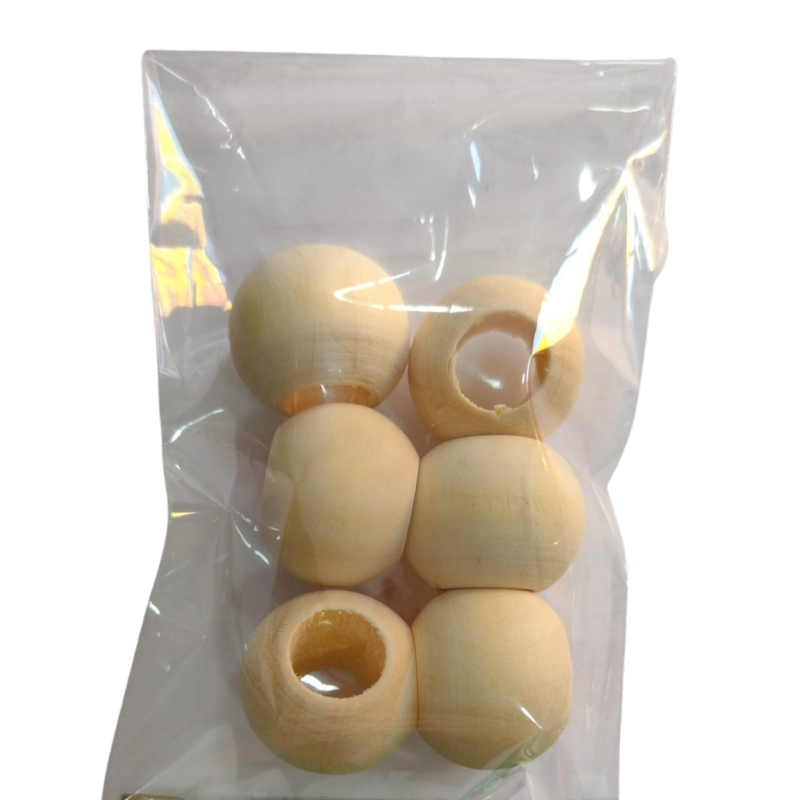 Cuenta de madera redonda 20mm X6 (natural)