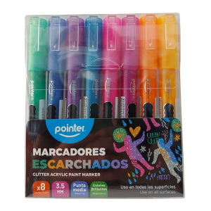 Set marcador Acrílico escarchado X8
