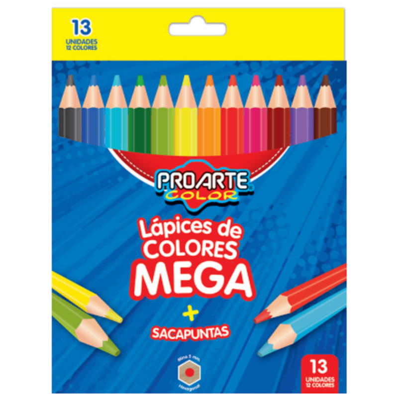 Lapiz de color Proarte Mega Jumbo X12 con sacapuntas
