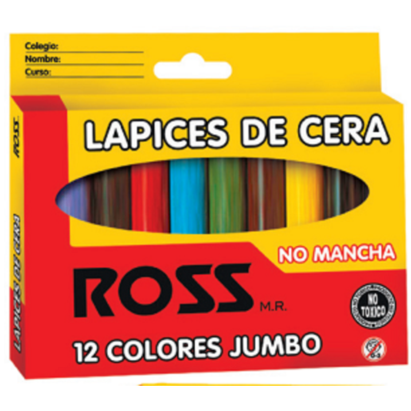 Lapices de cera Ross jumbo 12 colores