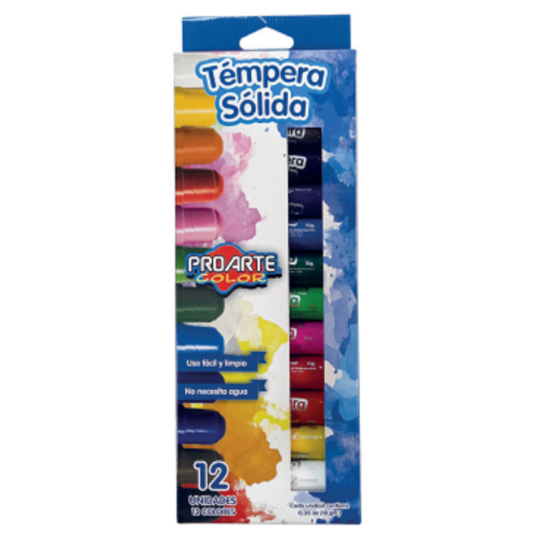 Tempera solida Proarte 12 colores