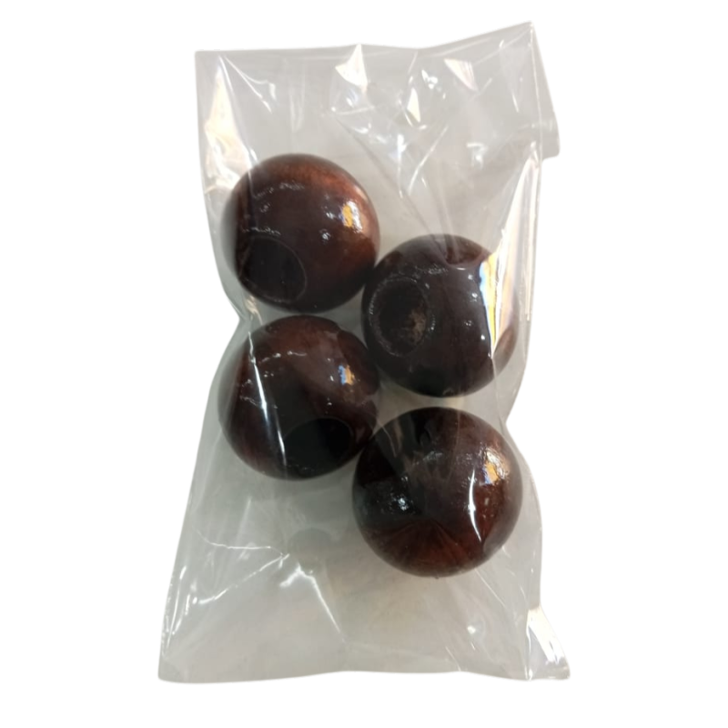 Cuenta de madera redonda 25mm X4 (cafe)