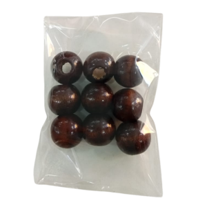 Cuenta de madera redonda 16mm X9 (café)