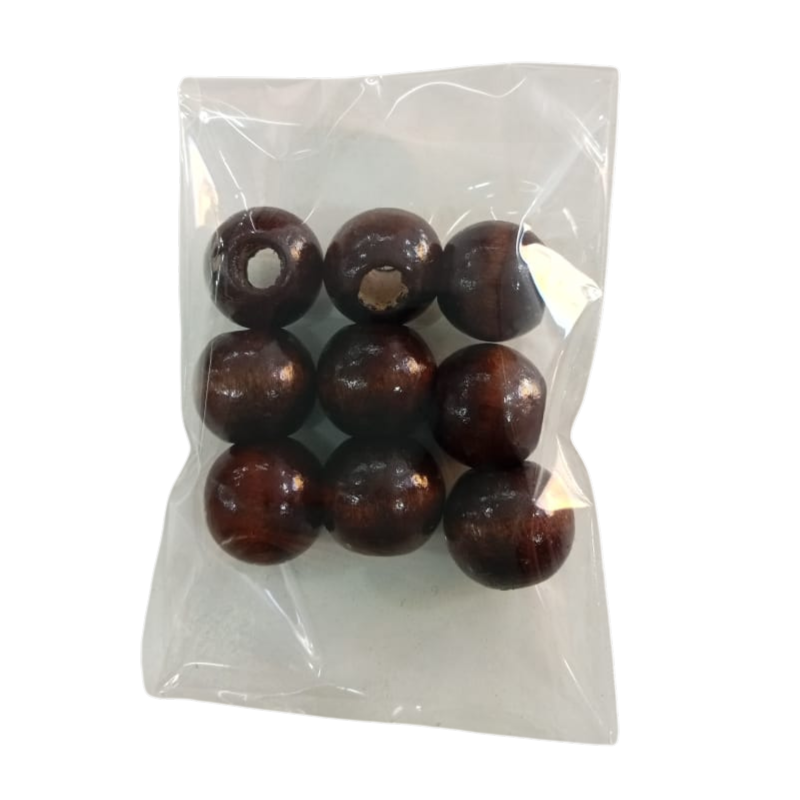 Cuenta de madera redonda 16mm X9 (café)