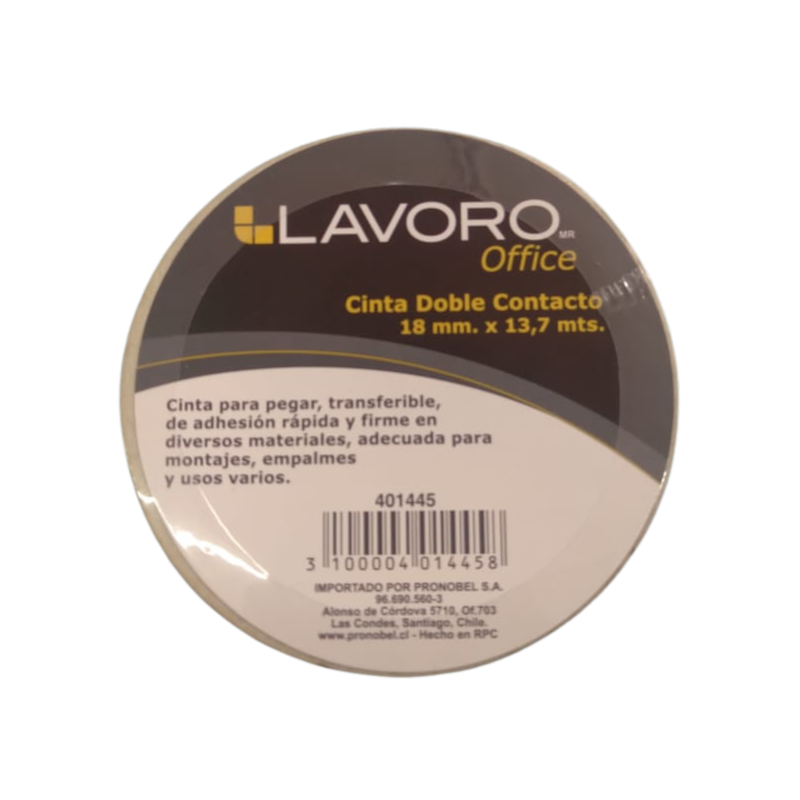 Cinta doble contacto Lavoro 18mm X13.7mt