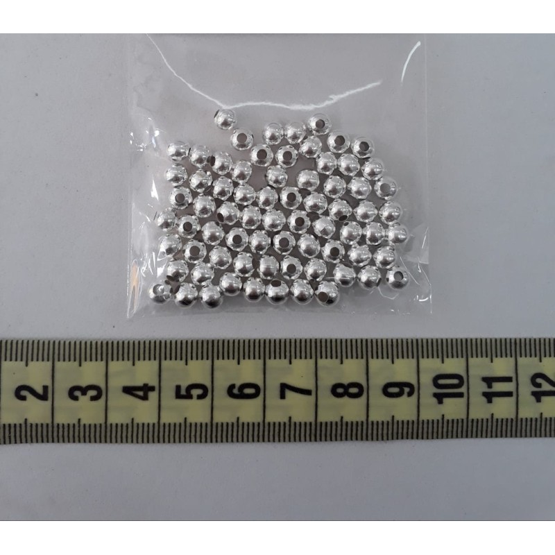 Cuenta metálica plata 4mm