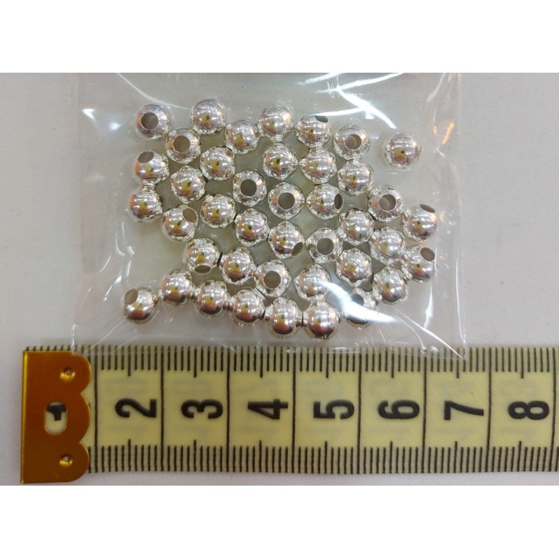 Cuenta metálica plata 6mm