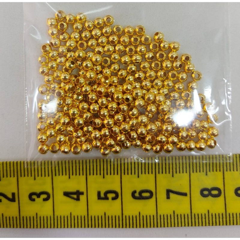 Cuenta metálica dorada 3mm