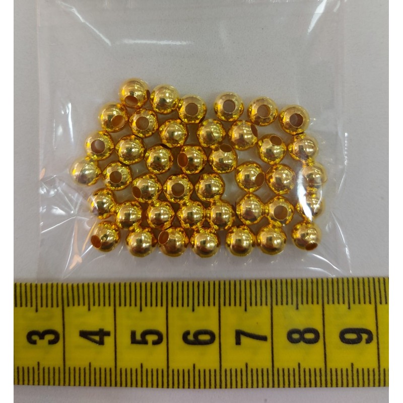 Cuenta metálica dorada 6mm