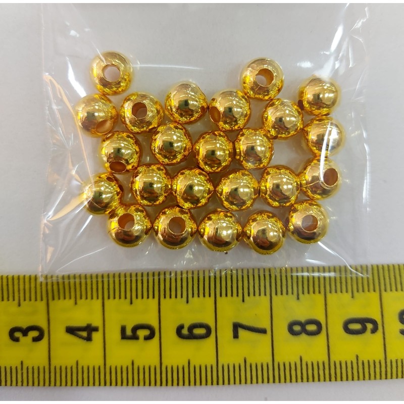 Cuenta metálica dorada 7mm