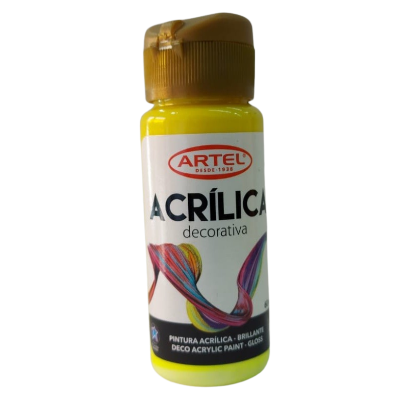Artel Acrílico decorativo 60ml color 316 Neon amarillo
