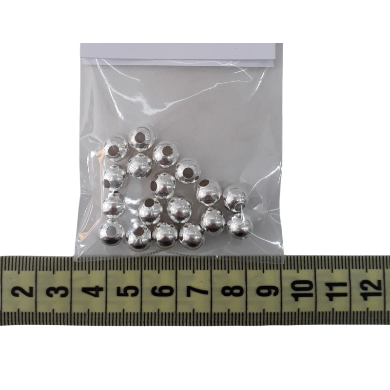 Cuenta metálica plata 7mm
