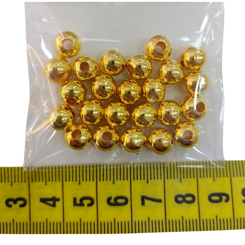 Cuenta metálica dorada 8mm