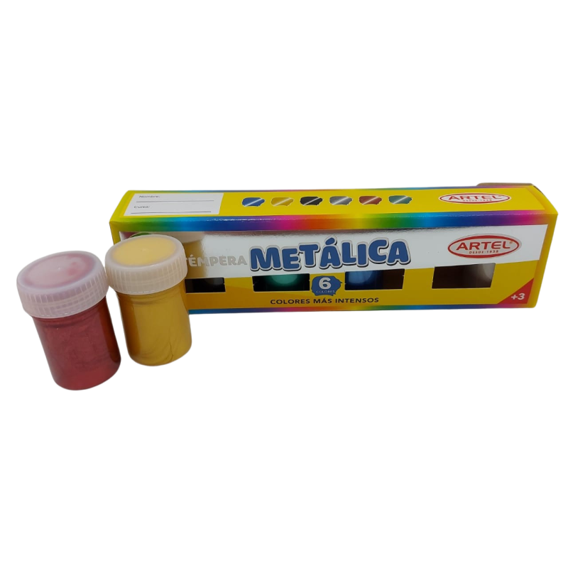 Set de temperas X6 colores metalizados 15ml Artel