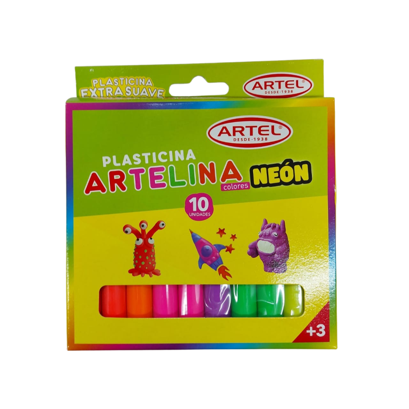 Estuche plasticina Artelina 10 colores neon