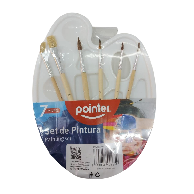 Paleta para mezclar pintura con 6 pinceles