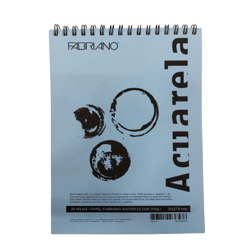 Block fabriano acuarela 25hojas 21X27.9cm