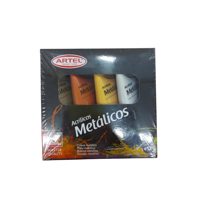 Set de acrilicos 4 colores metalizados 22ml Artel