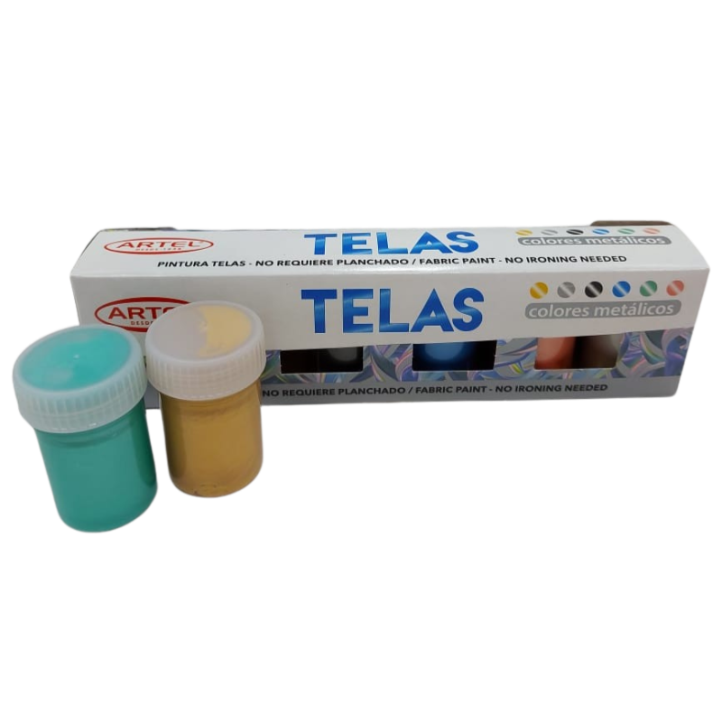 Set de pintura para tela X6 colores metalizados 15ml Artel