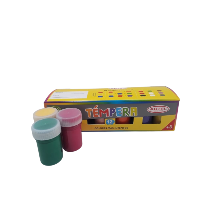 Set de tempera X12 colores primarios 15ml Artel