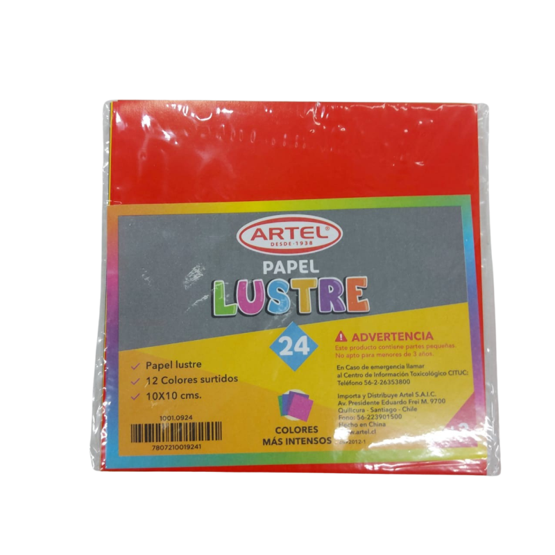 Papel lustre 24 hojas 12 col 10X10