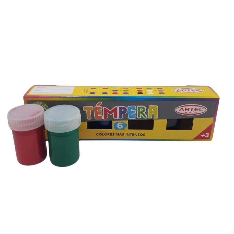 Set de tempera X6 colores primarios 15ml Artel