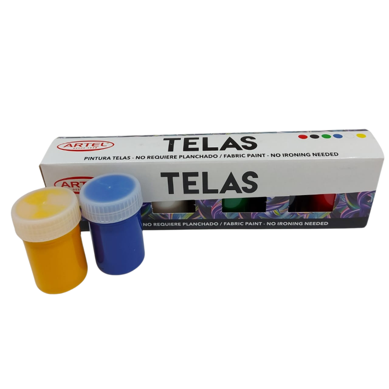 Set de pintura para tela X6 colores primarios 15ml Artel